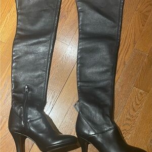 Black Leather Knee-High Boots